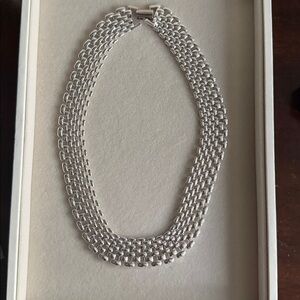 Vintage Napier Silver Tone Multi Strand Chain Necklace Choker